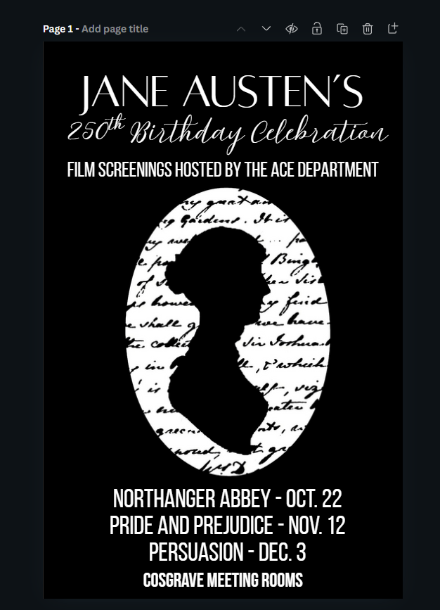 Jane Austen Film Series: November screening of Austen's Pride and Prejudice